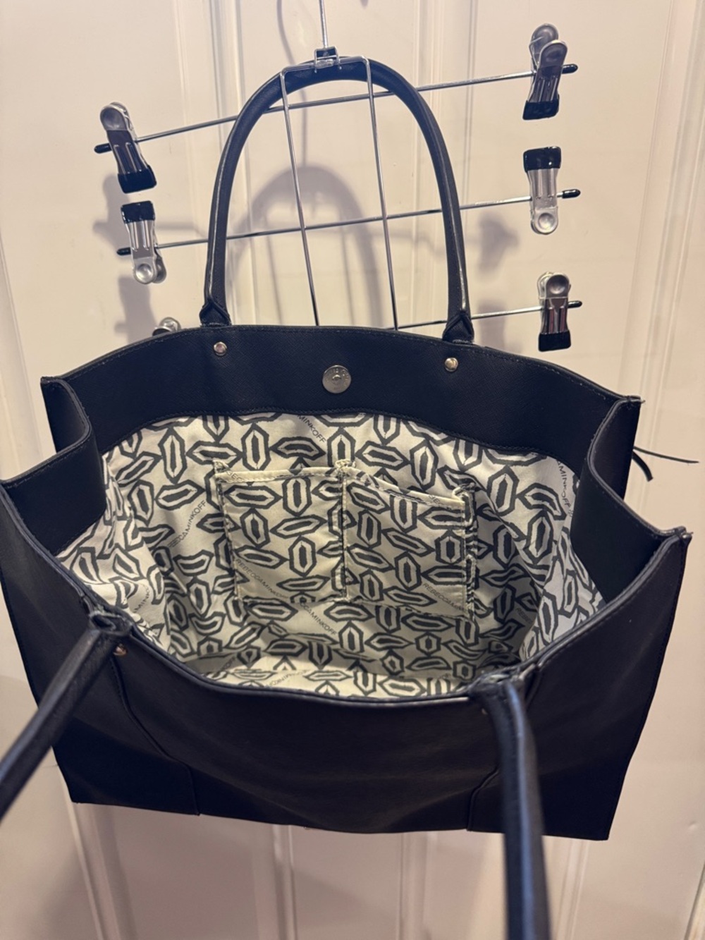 Rebecca Minkoff Saffiano Leather Large MAB Tote Shoulder Bag Black $295.00 - Picture 13 of 16